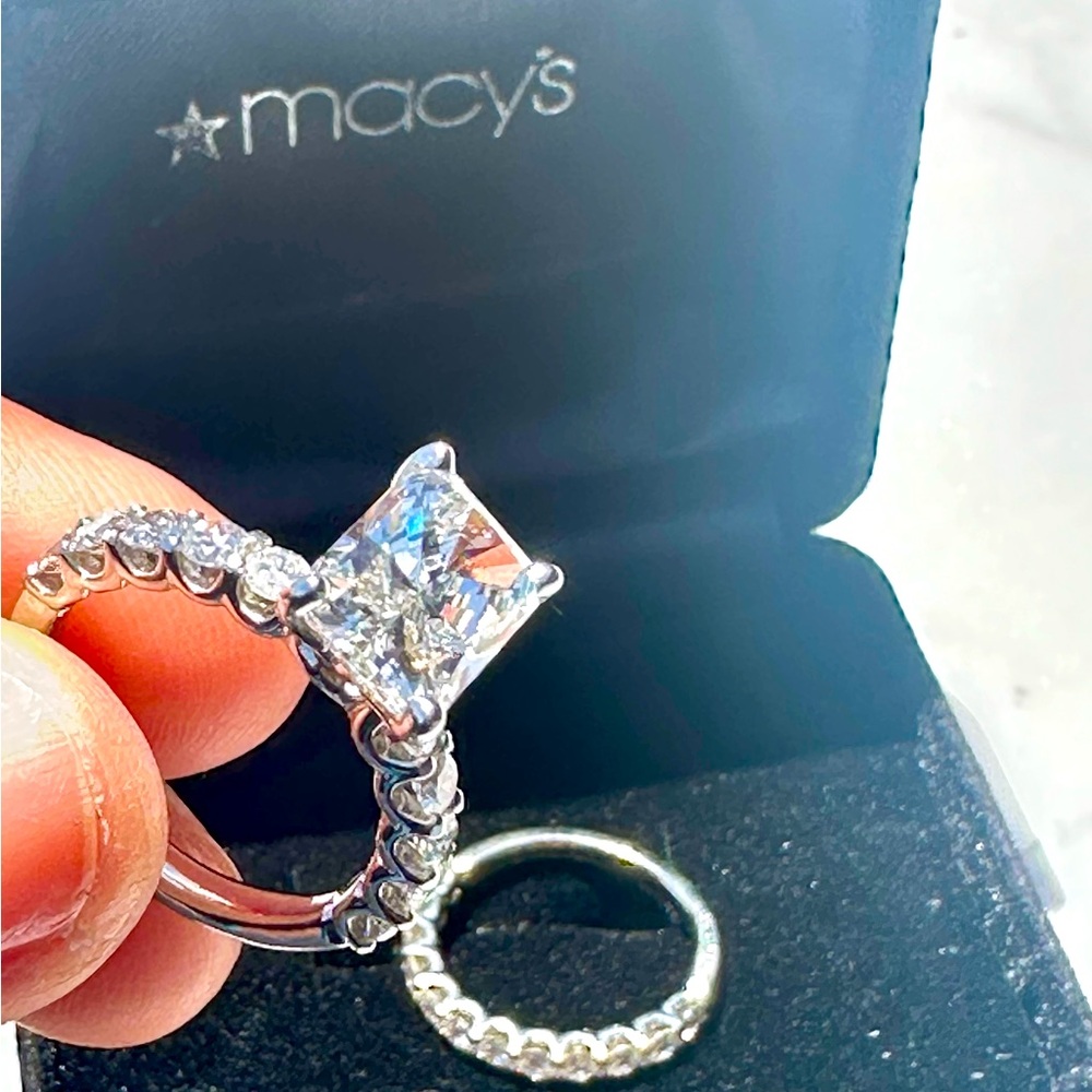 14KW 4 1/2 CTTWS Lab Grown Diamond Engagement and Wedding band matching ring